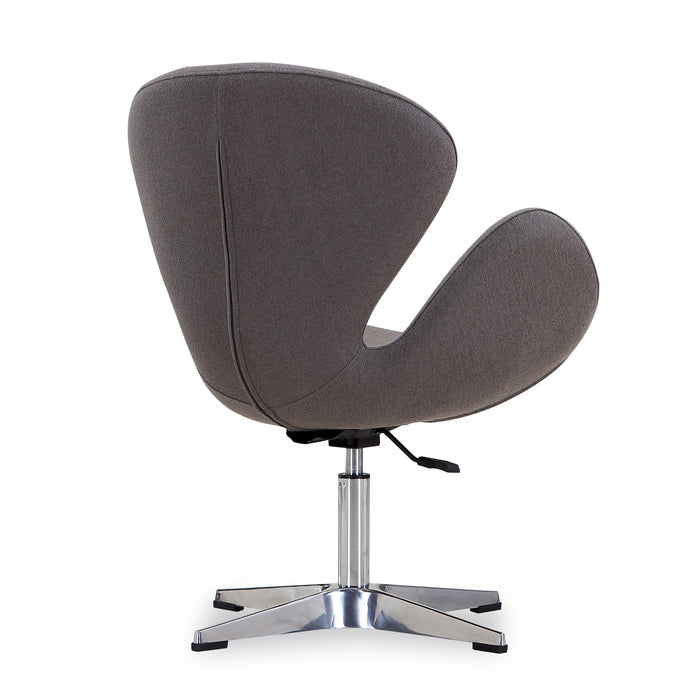 Manhattan Comfort Raspberry Polished Chrome Wool Blend Adjustable Swivel Accent Chair - Grey