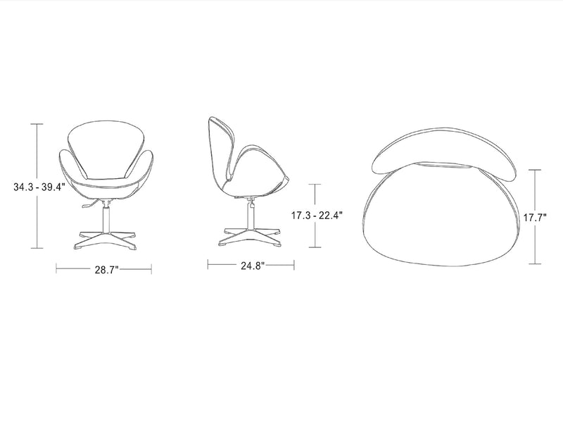 Manhattan Comfort Raspberry Polished Chrome Faux Leather Adjustable Swivel Chair - White