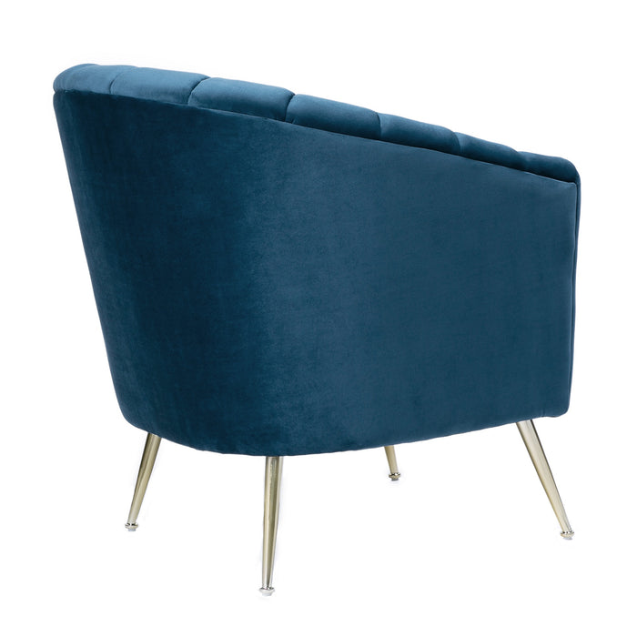 Manhattan Comfort Rosemont Velvet Accent Chair - Blue & Gold