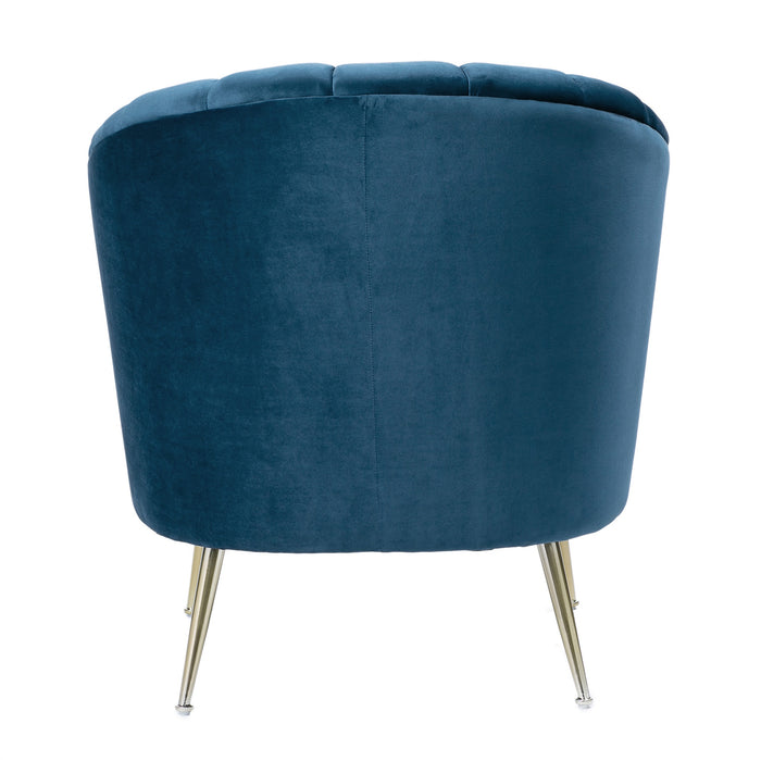 Manhattan Comfort Rosemont Velvet Accent Chair - Blue & Gold
