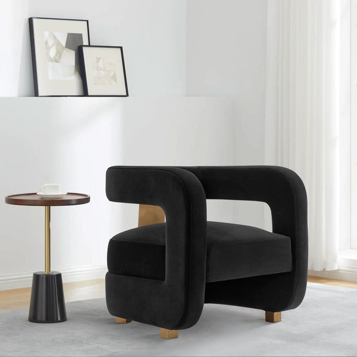 Manhattan Comfort Modern Amirah Velvet Accent Chair - Black