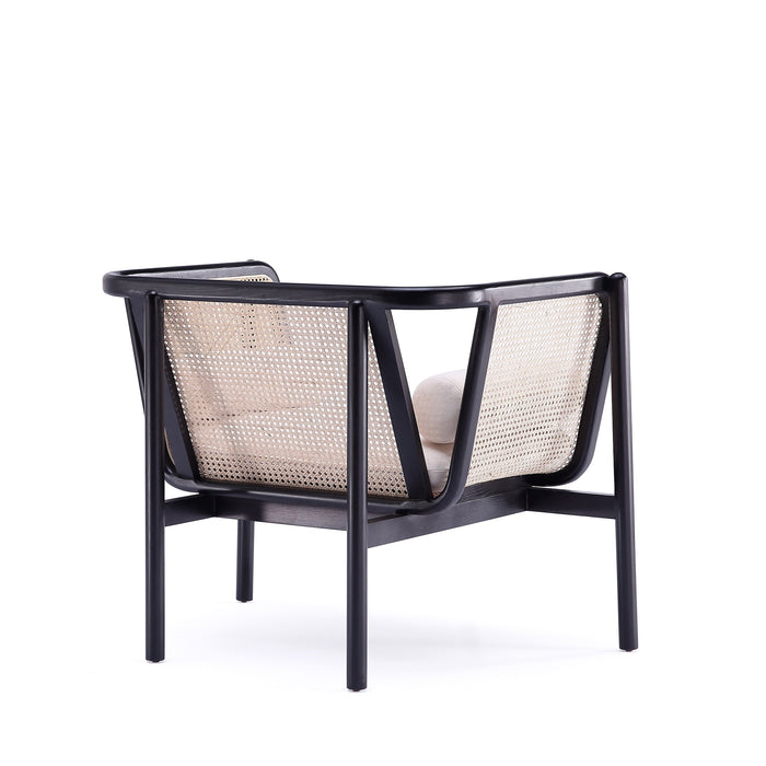 Manhattan Comfort Versailles Accent Chair - Black, Natural Cane & Cream