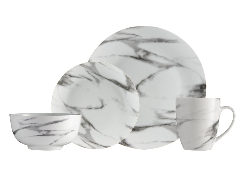 16-Piece Marble Porcelain Dinnerware Set for 4