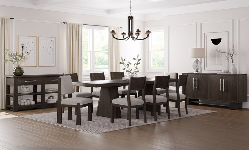 Arden 7pc Extension Dining Set with Table & 6 Chairs, Trestle Base, 84-108\"W - Espresso Brown