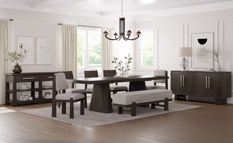 Arden Dining Extension Table with Trestle Base, 84-108\"W - Espresso Brown