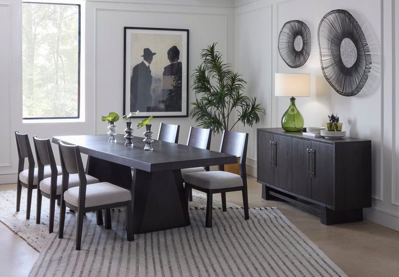 Arden Dining Extension Table with Trestle Base, 84-108\"W - Espresso Brown
