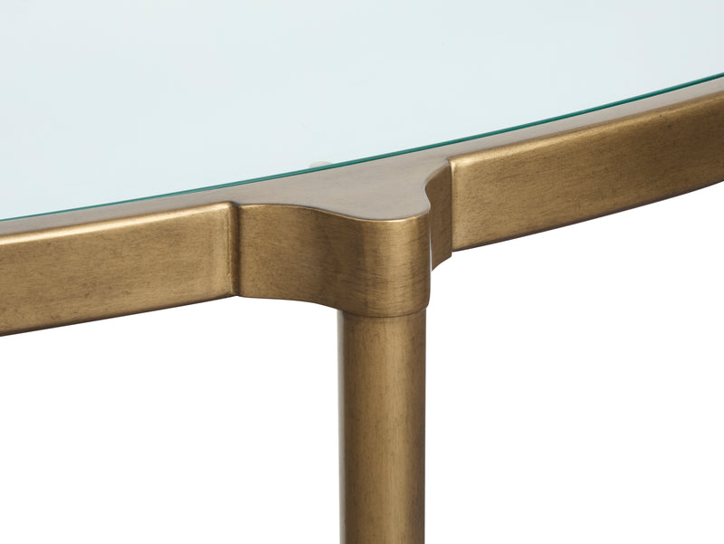 Arlington 53.63\" Glass Top Sofa Table with Metal Legs - Aged Brass