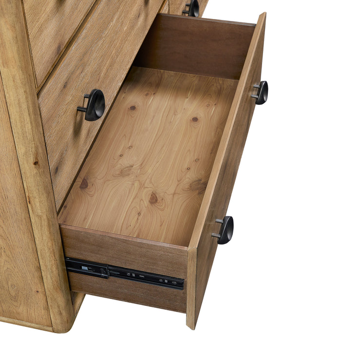 Austin Bedroom 6-Drawer Dresser, 66\"W x 38\"H - Natural Oak Brown
