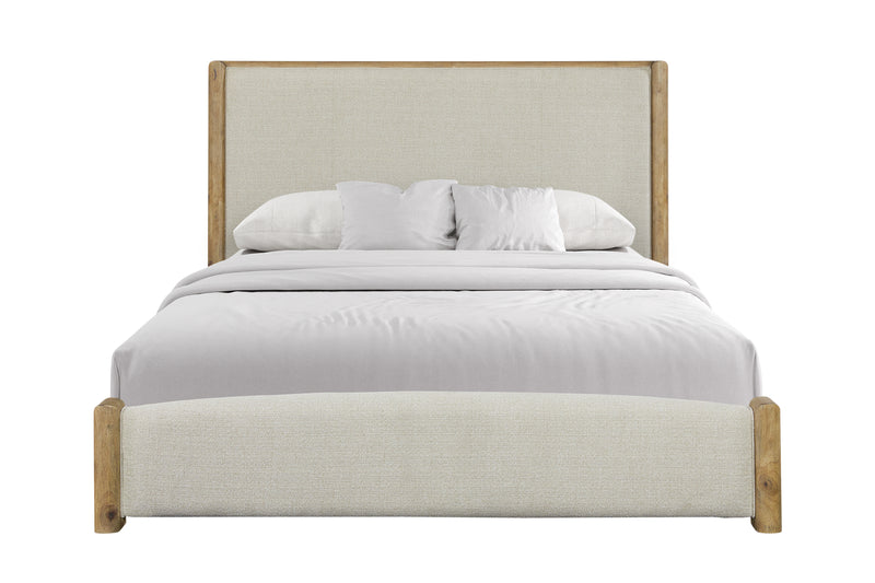 Austin Panel Bed with Fabric Headboard & Footboard, Natural Oak Brown - King Size