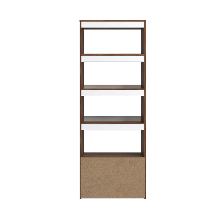 Manhattan Comfort Mid-Century Modern Ratzer Bookcase with 5 Shelves - Brown & White