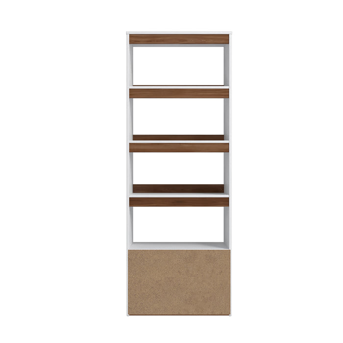 Manhattan Comfort Mid-Century Modern Ratzer Bookcase with 5 Shelves - White & Brown