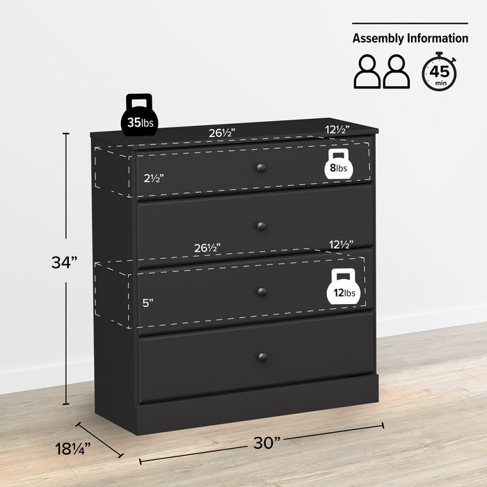Astrid 4-Drawer Dresser - Black