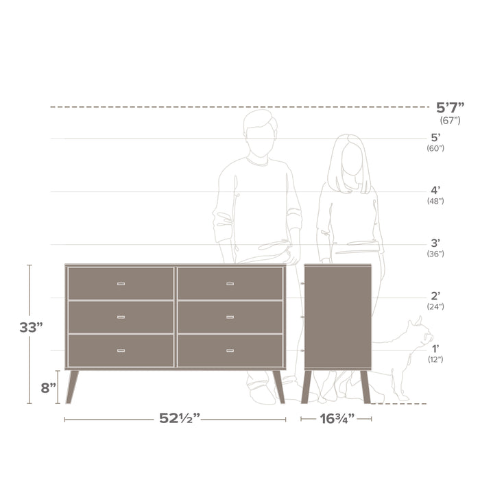 Milo 6-Drawer Dresser - Black