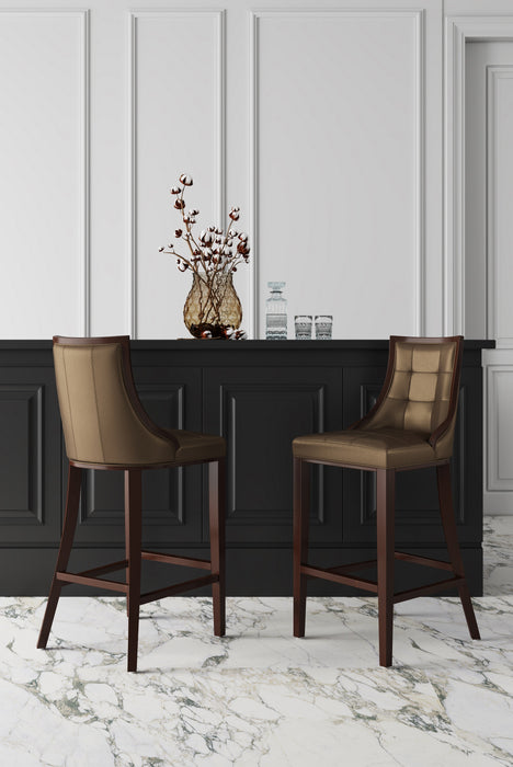 Manhattan Comfort Fifth Avenue 45\" Beech Wood Barstool - Bronze & Walnut