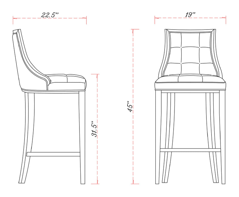 Manhattan Comfort Fifth Avenue 45\" Beech Wood Barstool - Bronze & Walnut