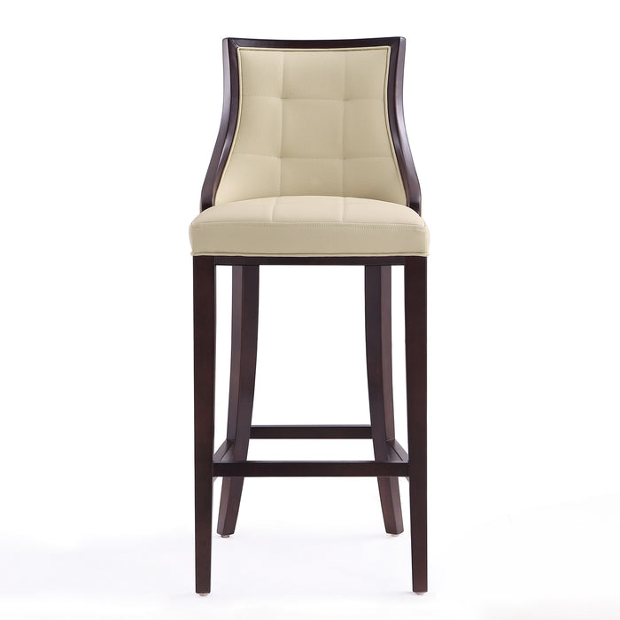 Manhattan Comfort Fifth Avenue 45\" Beech Wood Barstool - Cream & Walnut