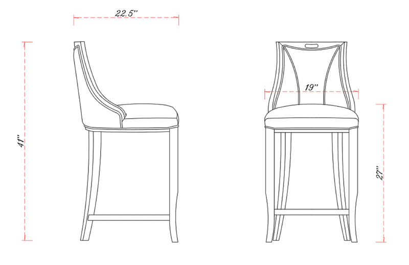Manhattan Comfort Emperor 41\" Beech Wood Barstool - Cream & Walnut