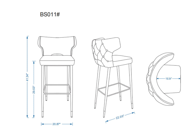 Manhattan Comfort Holguin 41.34\" Wooden Barstool - Grey, Black & Gold