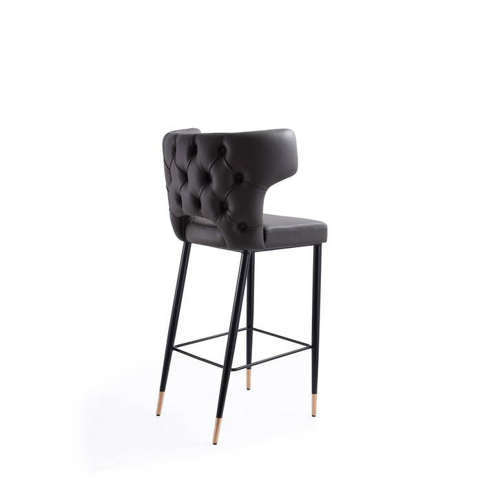Manhattan Comfort Holguin 41.34\" Wooden Barstool - Grey, Black & Gold