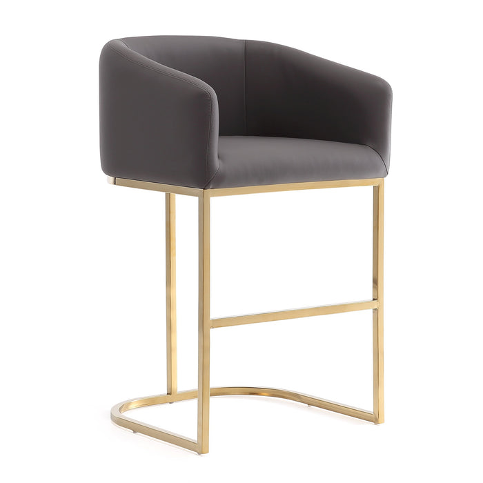 Manhattan Comfort Louvre 40\" Stainless Steel Barstool - Grey & Black