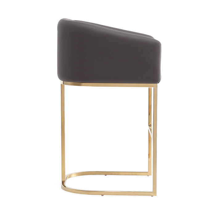 Manhattan Comfort Louvre 40\" Stainless Steel Barstool - Grey & Black