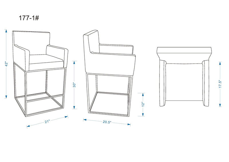 Manhattan Comfort Ambassador 42\" Metal Barstool - Grey & Black