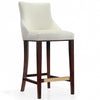 Manhattan Comfort Modern Shubert Barstool Upholstered Leatherette with Beech Wood Legs - Ivory