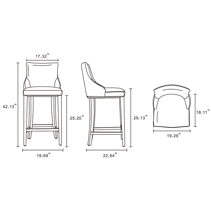 Manhattan Comfort Modern Shubert Barstool Upholstered Leatherette with Beech Wood Legs - Tan
