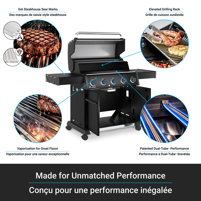 Broil King Baron 520 Pro Shadow 5-Burner 45,000-BTU Propane Gas BBQ - 675114 Grill