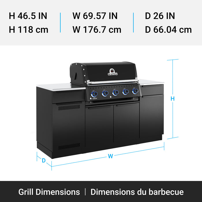 Broil King Baron 520i Shadow 4-Burner Built-In 45,000-BTU Propane Gas BBQ - 876814 Grill