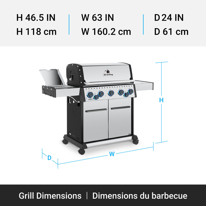 Broil King Baron S 590 Pro IR 5-Burner 45,000-BTU Propane Gas BBQ - 678344 Grill