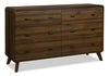 Cami Bedroom 6-Drawer Dresser, Mid-Century Modern, 58.5\"W x 17.5\"H – Brown