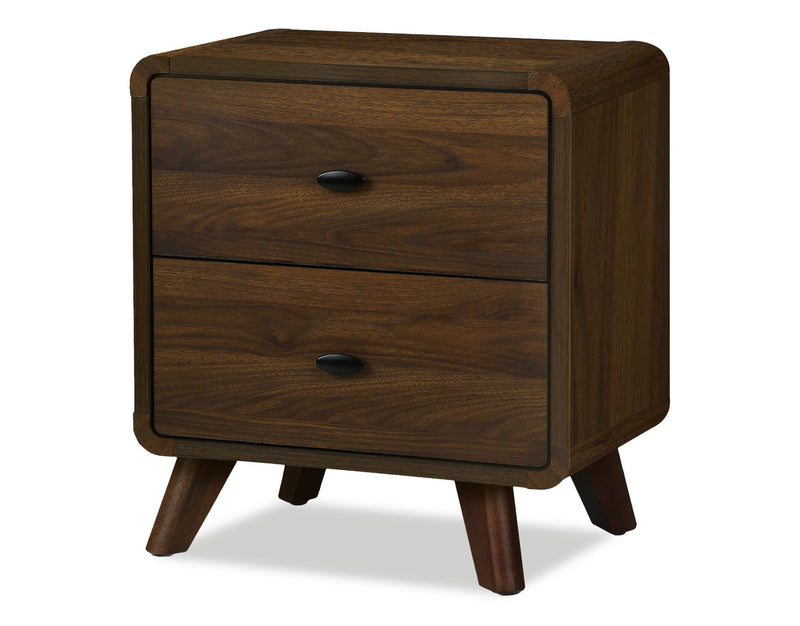 Cami 6pc Bedroom Set with Bed, Dresser, Mirror & Nightstand, Mid-Century Modern, Brown - Queen