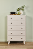 Cami Bedroom Chest of Drawers, 5-Drawer, Mid-Century Modern, 31.5"W x 50"H - Grey Oak | Commode verticale de chambre à coucher moderne du milieu du 20e siècle Cami de 31,5 po (l) x 50 po (H) à 5 tiroirs - chêne gris