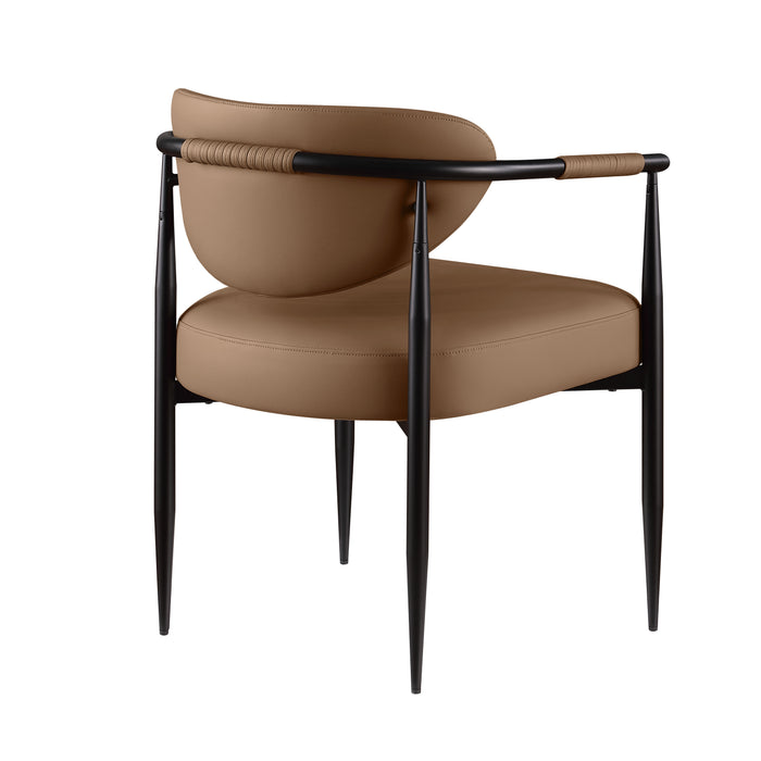 Kort & Co. Capri Dining Arm Chair, Vegan Leather, Metal - Brown