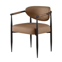 Kort & Co. Capri Dining Arm Chair, Vegan Leather, Metal - Brown