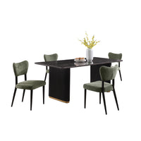 Kort & Co. Capri 5pc Dining Set with Table & 4 Chairs, Gold Accent, Pedestal Base, 72