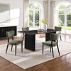 Kort & Co. Capri 5pc Dining Set with Table & 4 Chairs, Gold Accent, Pedestal Base, 72"W – Green | Ensemble de salle à manger Capri de Kort & Co. 5 pièces avec table de 72 po (L), touches dorées, base piédestal et 4 chaises - vert