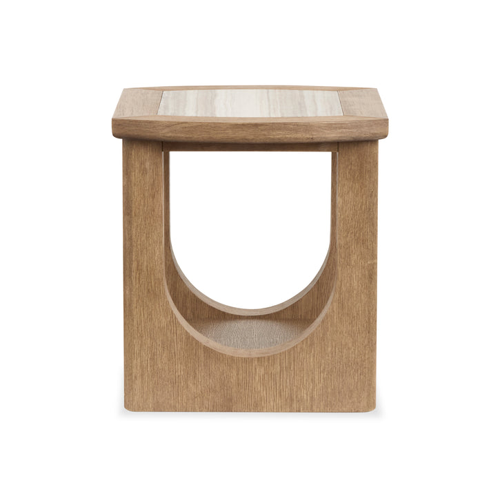 Caroline 22\" End Table  with Storage and Marble Top - Riverbend Beige 