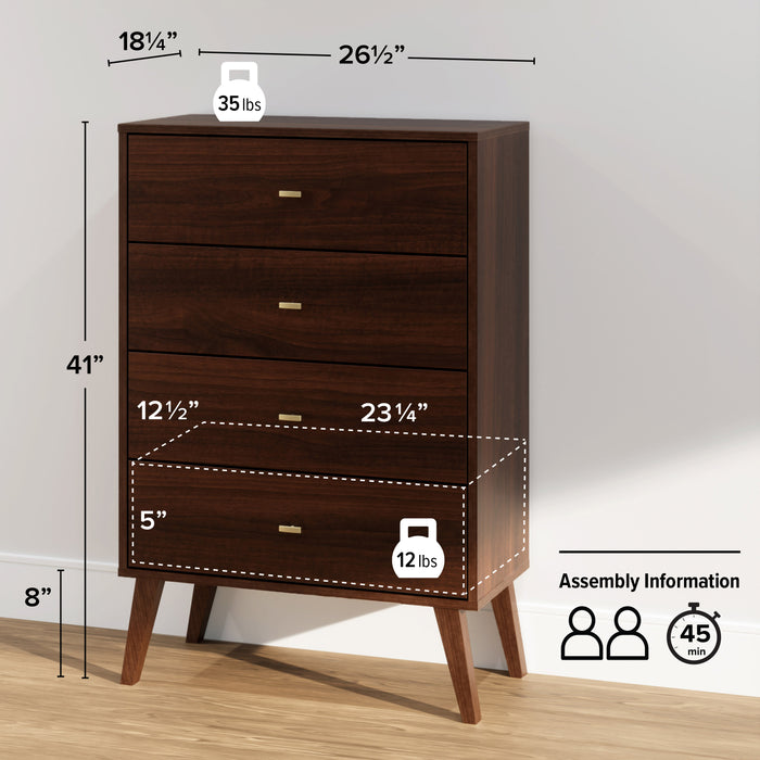 Milo Tall 4-Drawer Chest - Cherry