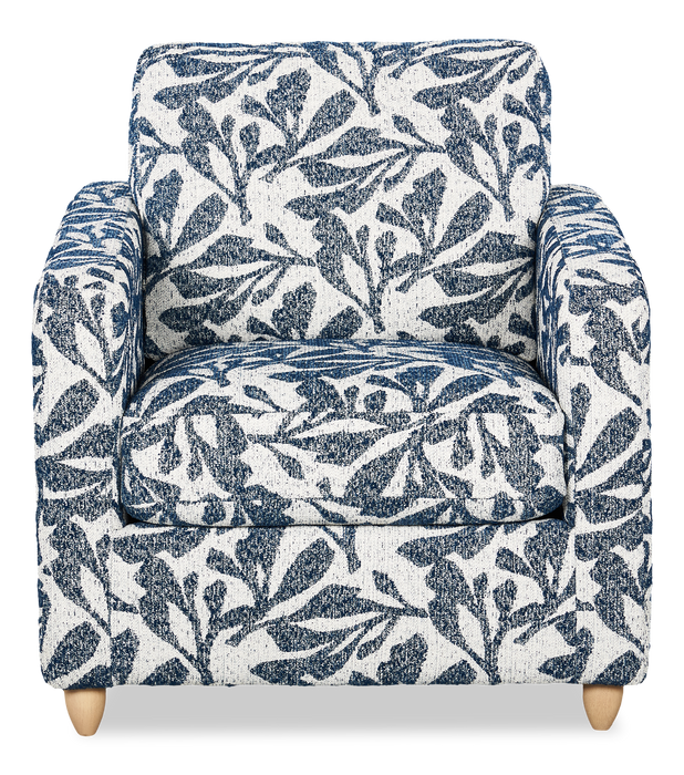 Made in Canada Sofa Lab Customizable Club 36\" Fabric Accent Chair with Wood Legs – Marine Accent Fabric 