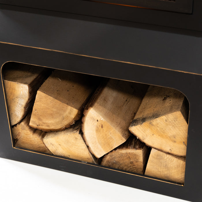 Deko Living Wood Burner Fire Pit Grill & Log Storage