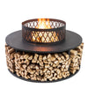 Deko Living Metal Wood Burner Round Fire Pit & Log Storage