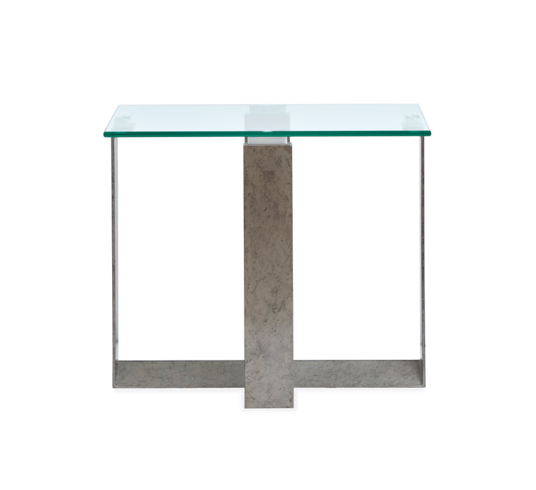 Consort 20\" End Table with Tempered Glass Top - Aged Pewter