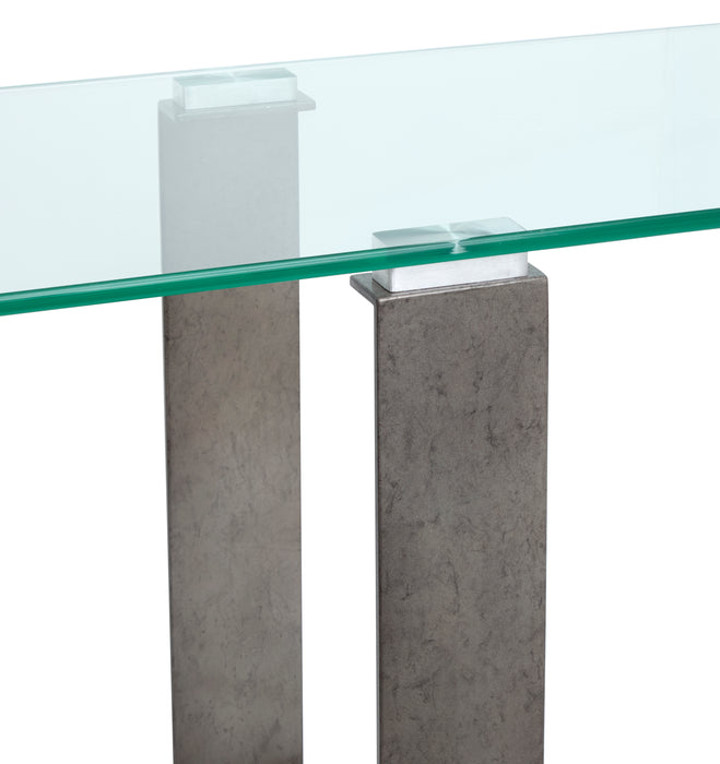 Consort 50\" Sofa Table with Tempered Glass Top  - Aged Pewter