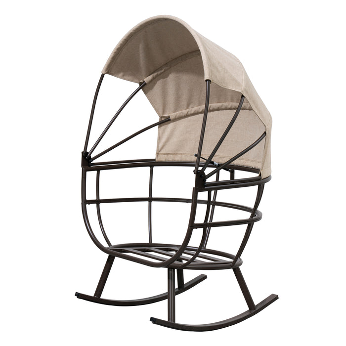 Deko Living Outdoor Rocking Egg Chair with Canopy - Brown