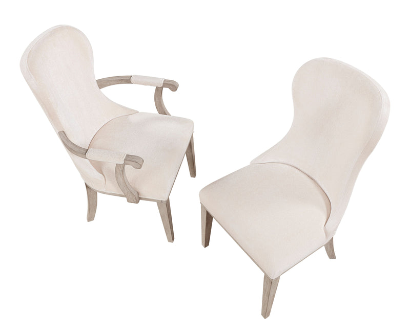 Corsa Set of 2 Dining Armchairs - Light Grey and Ivory Felt