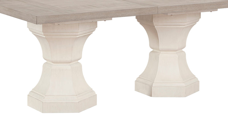 Corsa Rectangular Dining Table with Extension - Light Grey and Antique White Oak