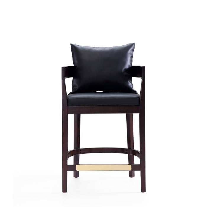 Manhattan Comfort Ritz 34\" Beech Wood Counter Height Barstool - Black & Dark Walnut