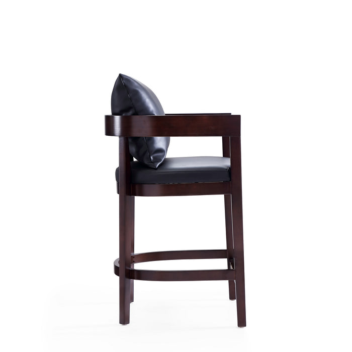 Manhattan Comfort Ritz 34\" Beech Wood Counter Height Barstool - Black & Dark Walnut